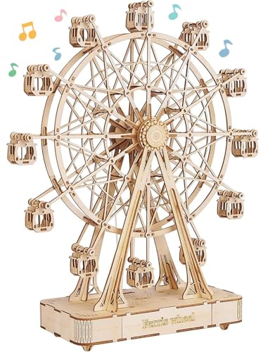 RoWood 3D Puzzle Modellbau Riesenrad Spieluhr aus Holz mit Zahnradantrieb - DIY Holzpuzzle Modellbausatz Bastelsets für Erwachsene - Geschenk zum Geburtstag/Weihnachten von rowood