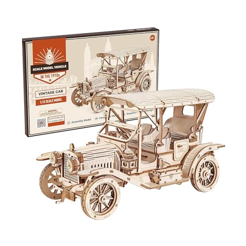 ROWOOD 3D Puzzle Holz Oldtimer Auto, DIY Modellbausatz für Erwachsene, 1: 15 Holzbausätze, Kreative Geschenke für Geburtstage und Weihnachten von ROKR