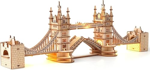 RoWood 3D Puzzle Tower Bridge Modellbau aus Holz - DIY Holzpuzzle Modellbausatz Bastelsets für Erwachsene - Handwerk Holzbausatz Geschenk zum Geburtstag/Weihnachten von rowood