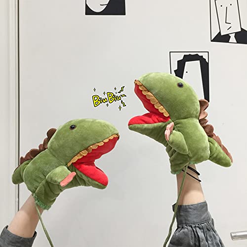 1 Paar Dinosaurier-Handpuppen weiche Tiere Handschuh Handpuppe niedlich Rollenspiele Realistischer Stoff Offener Mobile Mund Handpuppe Spielzeug für Erwachsene Kinder Grün von Roadoor