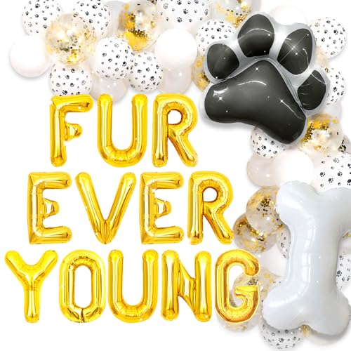 15 Stück Hund Katze Geburtstag Party Dekoration Fell Ever Young Pet Puppy Birthday Party Supplies Dekorationen Lets Pawty Ballons Welpen-Motto Geburtstagsdekorationen Hundeballons von Roaring Good Time