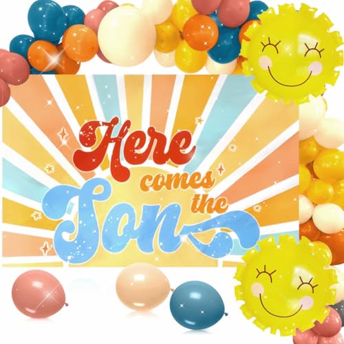 Blau und Gelb "Here Comes The Son Baby Shower Decor Here Comes The Son Baby Shower Banner Backdrop Decorations Sunshine Baby Shower Balloons Sun Balloon von Roaring Good Time