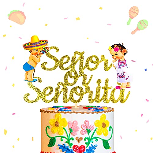 Glitter Senor oder Senorita Tortenaufsatz Senor oder Senorita Gender Reveal Dekorationen Senor oder Senorita Cupcake Topper Senor Senorita Gender Reveal Party Supplies von Roaring Good Time