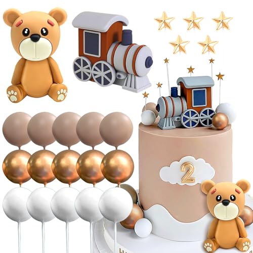 Roaring Good Time Bär Tortendeko Beige Braun Kugeln Cake Topper Boho Bären Kuchen Tortendeko Baby Shower Geburtstag Tortendeko von Roaring Good Time