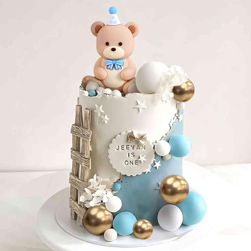 Roaring Good Time Blauer Bär Kuchendekoration Blaue Goldkugeln Kuchentopper Bären Kuchendekoration BabyShower Geburtstag Kuchendekoration von Roaring Good Time