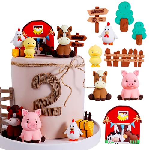 Roaring Good Time Bauernhof Tier Kuchen Dekoration Schaf Kuchen Topper Bauernhof Tier Geburtstag Dekoration Kuh Kuchen Dekoration Schwein Kuchen Topper für Bauernhof Tier Baby Shower Geburtstag Party von Roaring Good Time