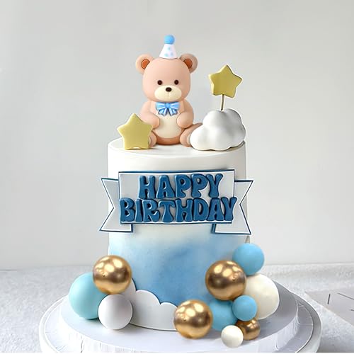 Roaring Good Time Blauer Bär Tortendeko Blau Gold Kugeln Cake Topper Bären Tortendeko Baby Shower Geburtstag Kuchen Dekoration von Roaring Good Time