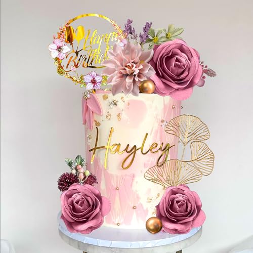 Roaring Good Time Blume Kuchen Dekoration Rose Kuchen Topper Gold Kugeln für Geburtstagstorte Dekoration Hochzeit Geburtstag Brautparty Jahrestag von Roaring Good Time