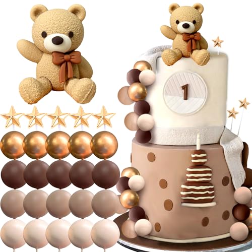 Roaring Good Time Braunbär Tortendeko Beige Braun Kugeln Cake Topper Boho Bären Kuchen Tortendeko Baby Shower Geburtstag Tortendeko von Roaring Good Time