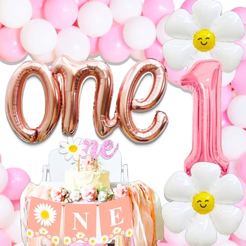 Roaring Good Time Daisy First Birthday Decorations Isnt She Lovely Isnt She Onederful First Birthday Decorations Daisy One Birthday High Chair Banner Daisy Cake Topper Balloons von Roaring Good Time