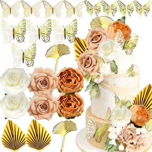 Roaring Good Time Golden Leaf Cake Decoration Flower Ginkgo Leaf Cake Decoration Leaf Party Decoration (Kaffee) von Roaring Good Time