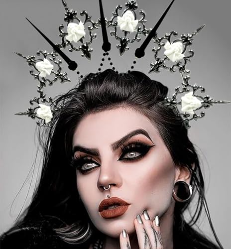 Roaring Good Time Gothic Sonne Halo Krone Haarreif Halo Crown Spike Crown Stirnband Sunburst Zip Tie Kopfstück Göttin Kostüm für Halloween Haar Accessoire Cosplay Festzug Festival Renaissance von Roaring Good Time