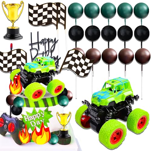 Roaring Good Time Grüner Monster-Truck-Kuchenaufsatz, Monster-Truck, Cupcake-Topper für Monstertruck-Party-Dekorationen, Monster-Truck von Roaring Good Time