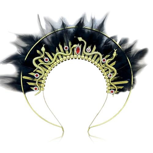 Roaring Good Time Medusa Kopfbedeckung Medusa Krone Schlange Stirnband Medusa Kostüm Zubehör Göttin Kostüm Feder Haarband Damen Halloween Weihnachten Party Kostüm von Roaring Good Time