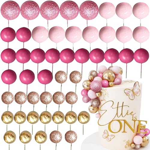 Roaring Good Time Rosa Ball Kuchen Topper Rose Gold Ballons für Kuchen Dekoration Zubehör Bälle Kuchen Dekorationen für Geburtstag Hochzeit Brautdusche BabyDusche von Roaring Good Time