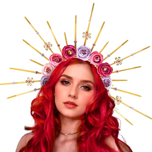 Roaring Good Time Rose Halo Crown Spiked Crown Stirnband Sunburst Zip Tie Kopfstück Göttin Kostüm für Hochzeit Fotoshooting Cosplay Festzug Festival Renaissance von Roaring Good Time