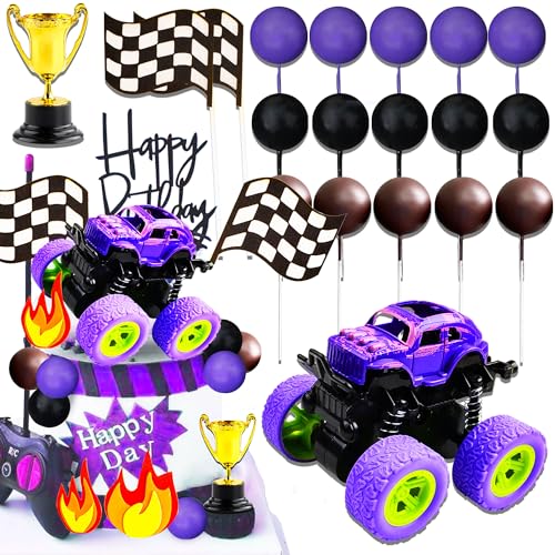 Roaring Good Time Violetter Monster-Truck-Kuchenaufsatz, Monster-Truck, Cupcake-Topper für Monstertruck-Party-Dekorationen, Monster-Truck von Roaring Good Time