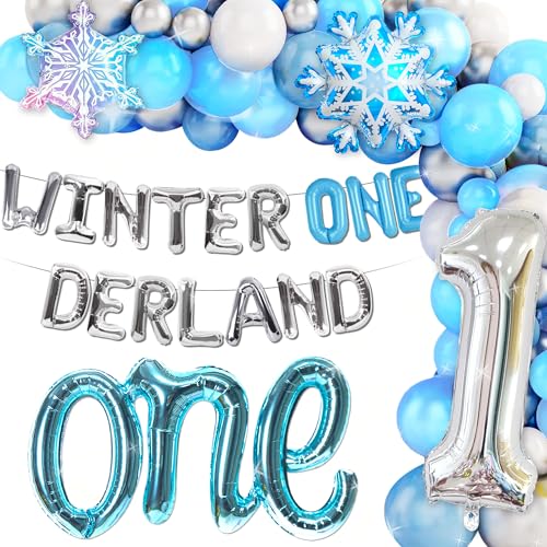 Roaring Good Time Winter Onederland 1. Geburtstag Dekoration Schneeflocke Erster Geburtstag Party Hintergrund Pinguine Zahl Folie 1 Luftballons für Winter Erste Geburtstagsfeier von Roaring Good Time