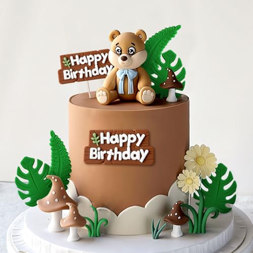 Roaring Good Time Woodland Animals Figuren Cake Topper Woodland Bear Cake Toppers Woodland Animals Birthday Decoration for Baby Shower Birthday von Roaring Good Time