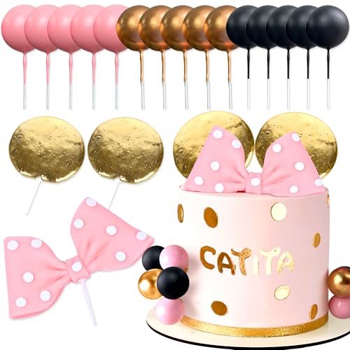 Maus Kuchen Topper rosa Bogen Gold Ohren Kuchen Dekorationen für Mädchen Geburtstag BabyDusche Party Supplies von Roaring Good Time