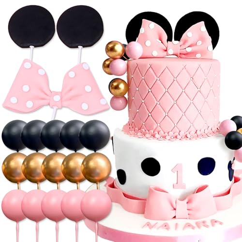 Maus Kuchen Topper rosa Bogen Ohren Kuchen Dekorationen für Mädchen Geburtstag BabyDusche Party Supplies von Roaring Good Time