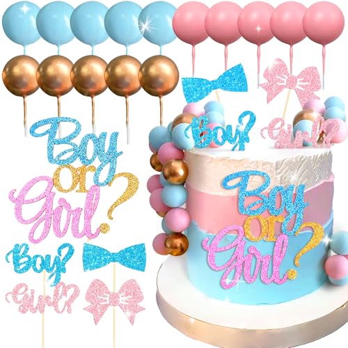 Gender Reveal Party Deko Junge oder Mädchen Tortendeko Babyparty Dekoration Schleife Kuchen Dekoration Teddybär Geburtstagstorte Deko von Roaring Good Time