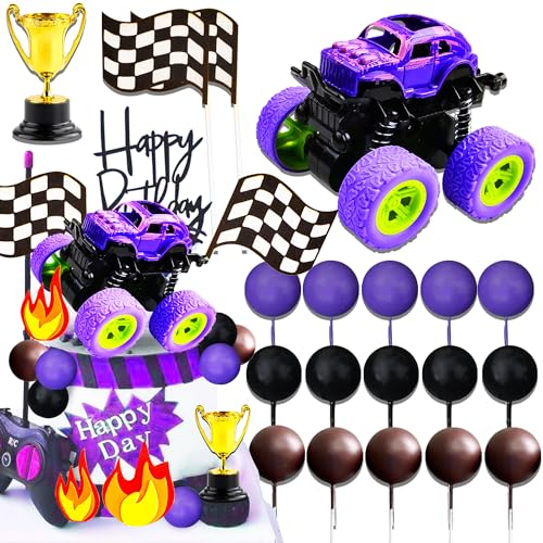 Violetter Monster-Truck-Kuchenaufsatz, Monster-Truck, Cupcake-Topper für Monstertruck-Party-Dekorationen, Monster-Truck von Roaring Good Time