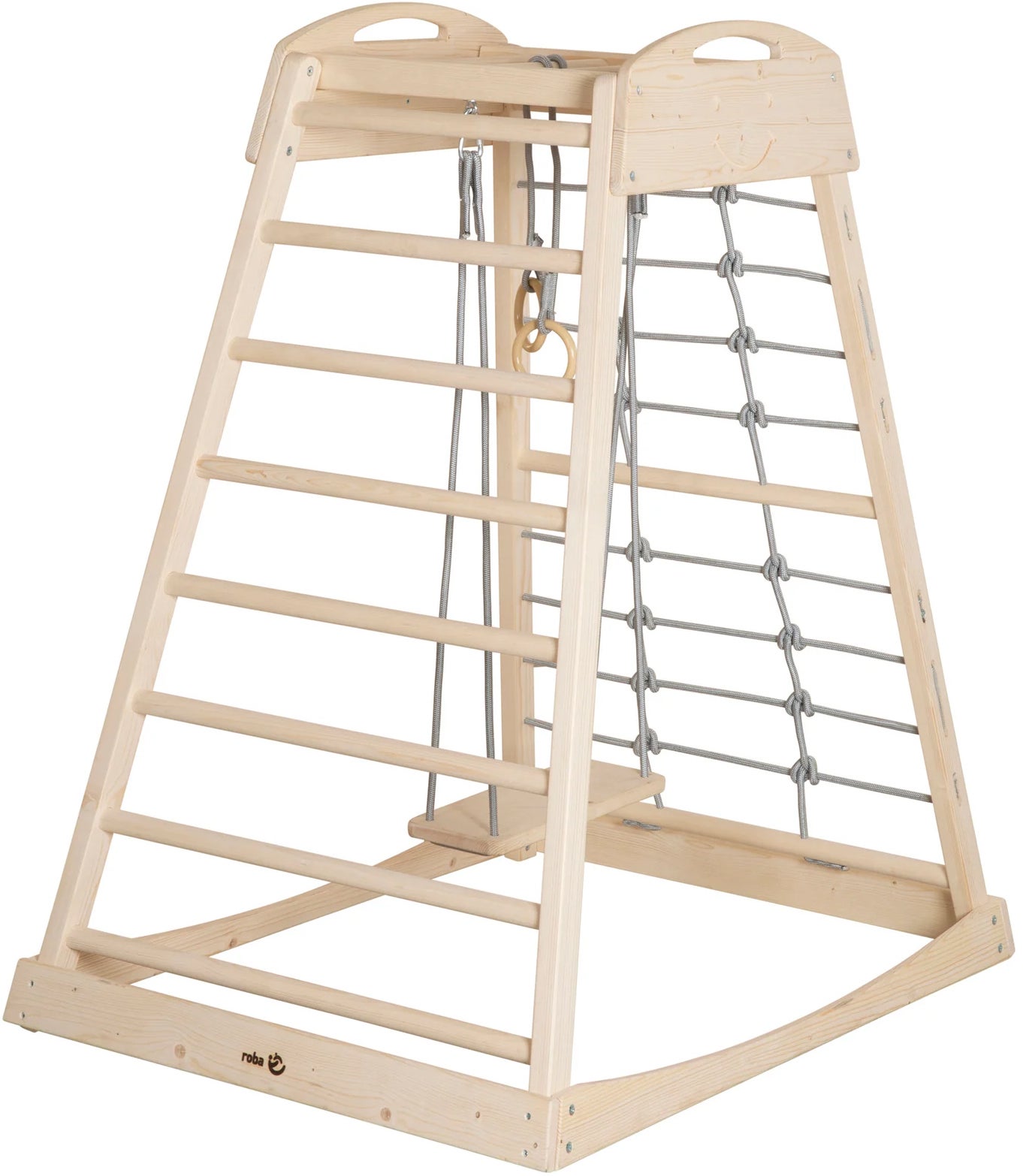 Roba Montessori Indoor Spielturm mit Schaukel &  Ringen, Natural/Grey von Roba