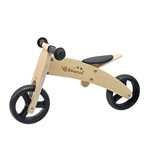 Fahrrad ohne Pedale Montessori Robincool Fast Wheels, 63 x 32 x 36 cm, umbaubar in Dreirad aus ökologischem Holz, Farbe Natur und Schwarz von Robincool