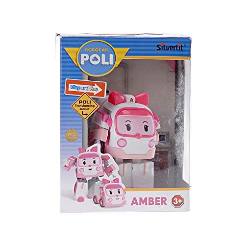 Silverlit ROBOCAR Poli 54210 Figur Amber by, verwandelbare Figur, Roboter oder Auto, 10 cm, rosa, ab 3 Jahren von Robocar Poli