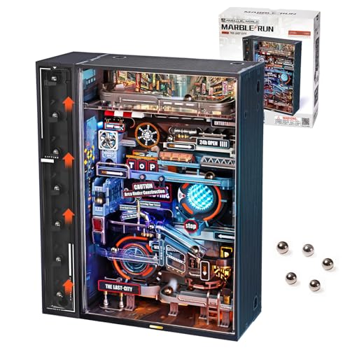 Robotime 3D Puzzle Erwachsene Murmelbahn Letzte Stadt Modellbausatz Bausatz Holzpuzzle, Kugelbahn LED Leuchtendes Dunkel, Gaming Schreibtisch Dekor Geschenke für Männer, MR01S von Robotime