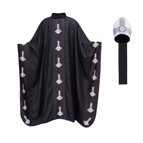 Ghost Papa Emeritus Cosplay Kostüm Robe Schwarzer Umhang mit Hut Outfits für Erwachsene Gothic Robe Requisiten (Schwarz, Einheitsgröße) von RocailleCos