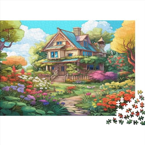 1000 Pieces Puzzles for Adults Teenagers Bergdorf-Hütte DIY Landschaften Puzzle Stress Relieve Family Puzzle Game Schweres Lernspielzeug Erwachsene Kinder 1000 Stück von Rochile