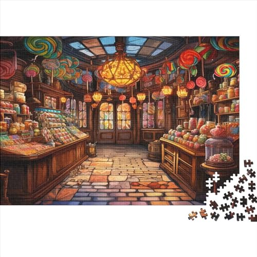 1000 Pieces Puzzles for Adults Teenagers Süßwarenladen DIY Karikatur Puzzle Stress Relieve Family Puzzle Game Colourful Puzzle for Adults von Rochile