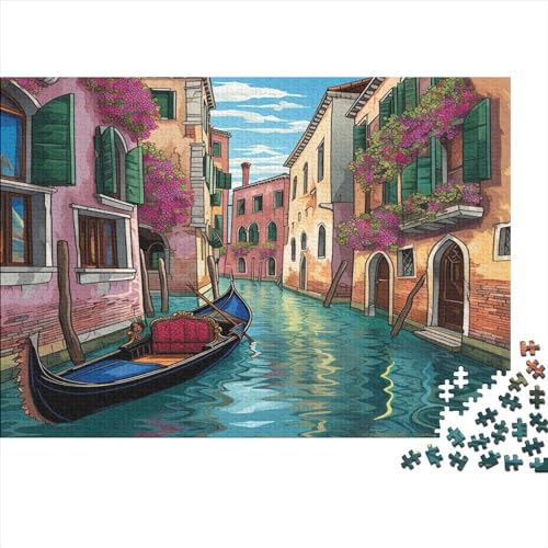 1000 Pieces Puzzles for Adults Teenagers Wasserstadt Venedig DIY Karikatur Puzzle Stress Relieve Family Puzzle Game Schweres Lernspielzeug Erwachsene Kinder 1000 Stück von Rochile