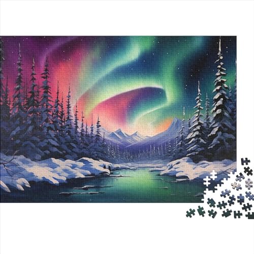 Puzzle 1000 Pieces, Adult Puzzle, Nordlichter in Norwegen DIY Landschaften Puzzle Stress Relieve Family Puzzle Game Schweres Lernspielzeug Erwachsene Kinder 1000 Stück von Rochile