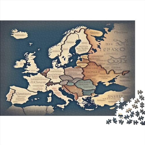 Puzzle 1000 Stück Erwachsene Karte von Europa DIY Karikatur Puzzle Stress Relieve Family Puzzle Game Colourful Puzzle for Adults von Rochile