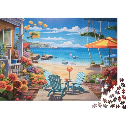 Puzzle 1000 Stück Erwachsene Mediterrane Aussicht DIY Sandstrände Puzzle Stress Relieve Family Puzzle Game Schweres Lernspielzeug Erwachsene Kinder 1000 Stück von Rochile