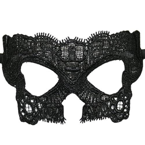 Schwarze Spitze Maskerade Halloween Karneval Verkleidung Party Augenmaske (wählbar) (Schwarz 50 Farbtöne) von RockParty