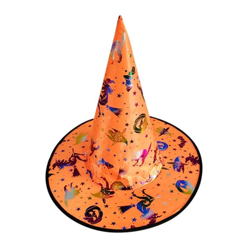 Rockreyoa Hexenhut Hut Wizard Zauberer Magier Hüte Karnevalshut Halloween Party Kostüm Zubehör Kopfbedeckung, für Erwachsene Kinder, Karneval, Mottoparty Cosplay, Maskerade Orange 2 Stück von Rockreyoa