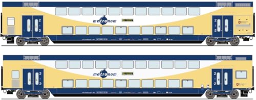 6200106 H0 2er Set Doppelstockwagen mit Steuerwagen, Metronom, Ep.VI DC von Roco