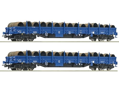 6600099 H0 2er Set Rungenwagen Res mit Ladung, PKP-Cargo, Ep.VI von Roco