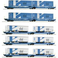 ROCO 6600019 H0 5-tlg. Display aus fünf Doppeltaschen-Gelenkwagen T3000e mit LKW-Aufliegern und 45′-Containern der Spedition Ekol, EUROWAGON, Ep. VI von Roco