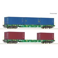 ROCO 76007 H0 2-tlg. Set: Containertragwagen Sgnss, StB, Ep. VI von Roco