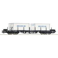 ROCO 76714 H0 4-achsiger Rungenwagen Rs + Container, NS, Ep. IV von Roco