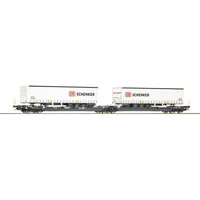 ROCO 77390 H0 Doppeltaschen-Gelenkwagen T3000e mit DB Schenker Trailer, Kombiverkehr, Ep. VI von Roco