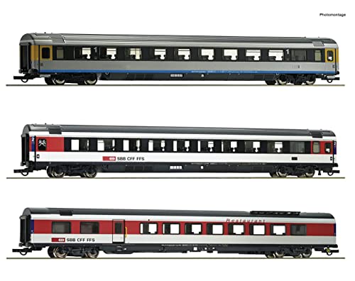 Roco 3-TLG. Set EuroCity-Wagen EC 7 SBB | Set 1 | DC | Spur H0#74021 von Roco