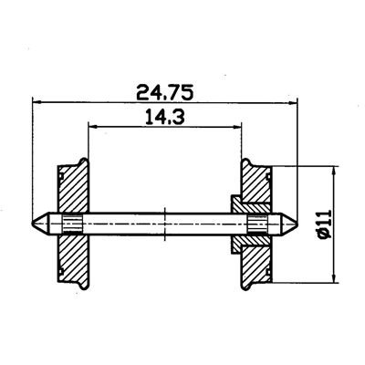 Roco 40264 - Roco HO - Radsatz RP 25 DC, einseitig isoliert. Ø 11mm von Roco