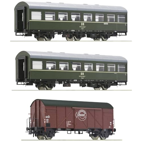 Roco 6200010 H0 3er-Set 2: Personenzug der DR Reko-Sitzwagen Baage, Güterwagen GMS von Roco