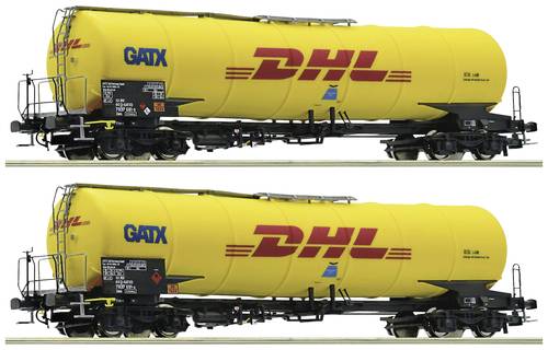 Roco 76024 H0 2er-Set Kesselwagen, der GATX DHL Kerosin Express von Roco